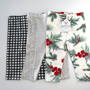 Honest Bundle of 3 Baby 100% Organic Cotton Pants size 3-6M